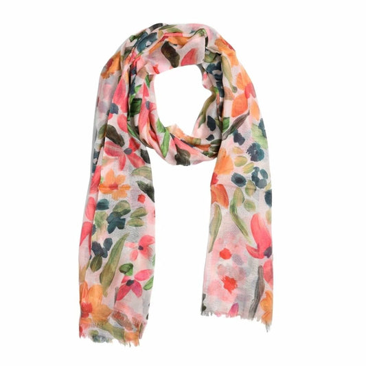 Floral Print Pure Linen Designer Scarf