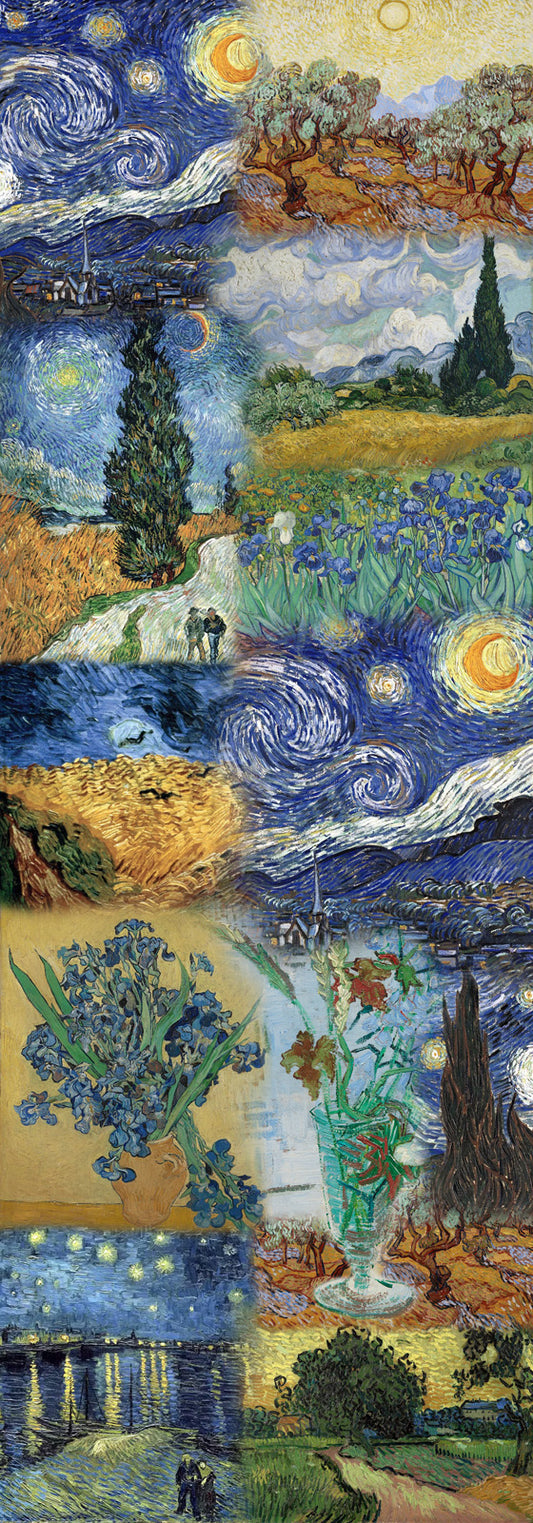 Van Gogh Inspired Abstract Landscape – Linen Designer Scarf | Artistic Impressionist Old Master Wrap