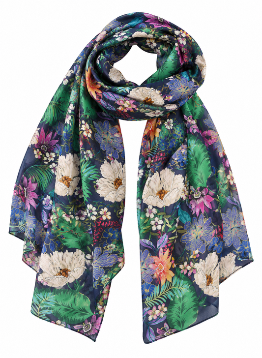 Floral Pure Silk Designer Scarf