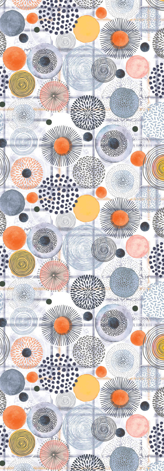 Solar Geometry Scarf – Modal Silk Wrap | Abstract Circle & Dot Print