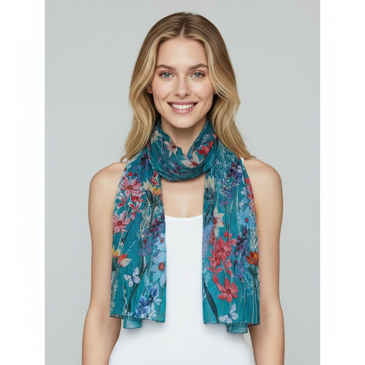 Floral Pure Silk Designer Scarf