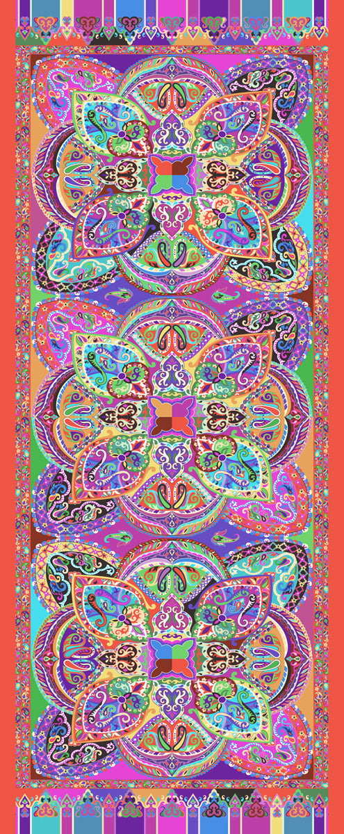 Multicolour Ornate Paisley Medallion Print Modal Silk Scarf