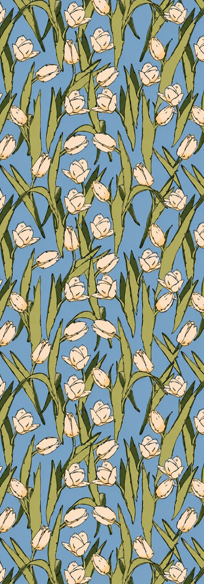 Blue Meadow Tulip Pure Silk Scarf