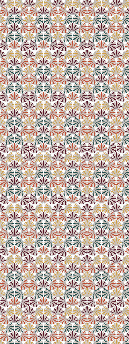 Multicolour Art Deco Fan Geometric Print Modal Silk Scarf
