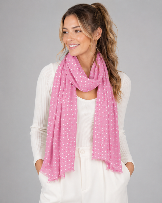 Blush Micro-Dot Pure Silk Scarf