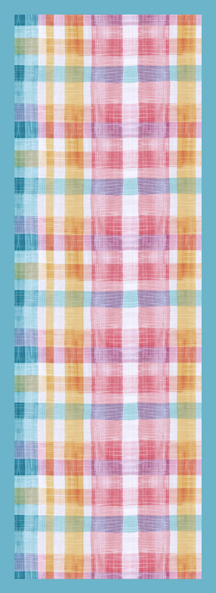 Pastel Multicolour Plaid Check Print Pure Silk Scarf
