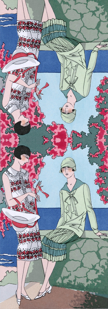 Vintage Riviera Fashion Illustration Print Modal Silk Scarf