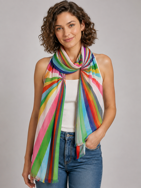 Prism Radial Sunburst Pure Silk Summer Scarf