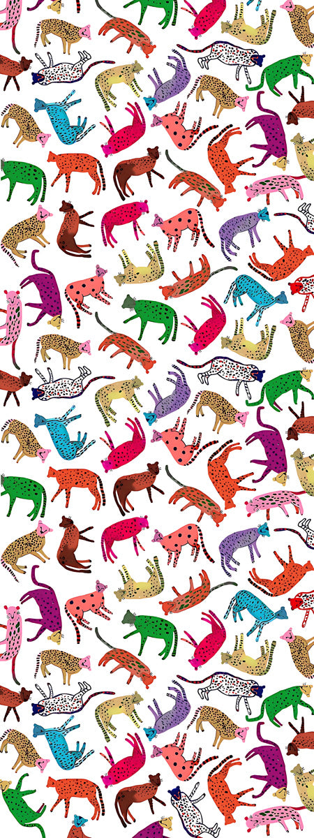 Multicolour Playful Wild Cat & Leopard Print Modal Silk Scarf