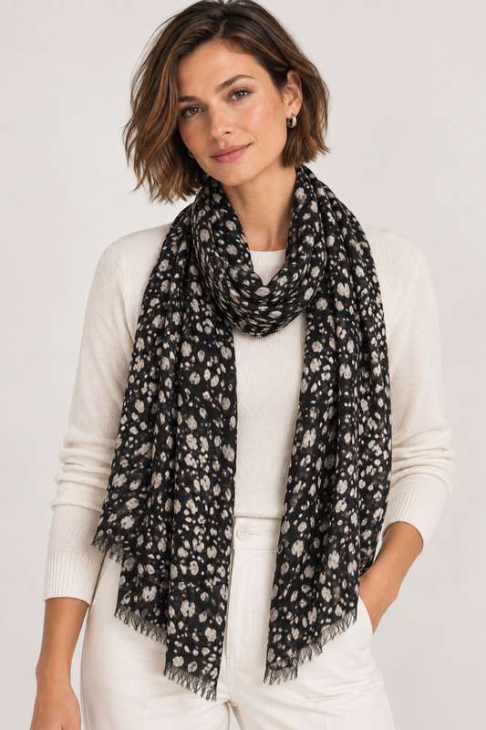 Monochrome Pebble Merino Wool Scarf