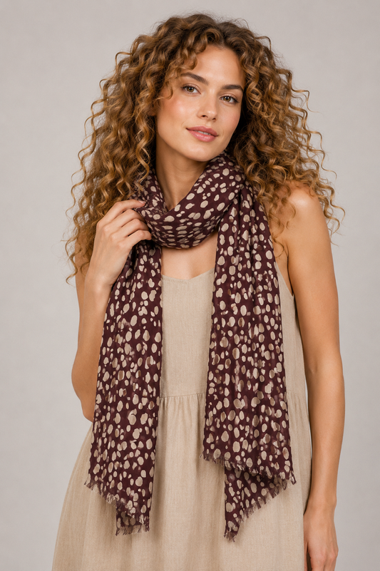Espresso Dappled Dot Modal Silk  Scarf