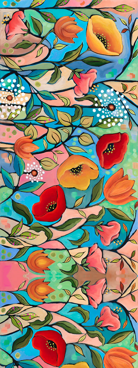 Vibrant Botanical Garden Pure Silk Scarf