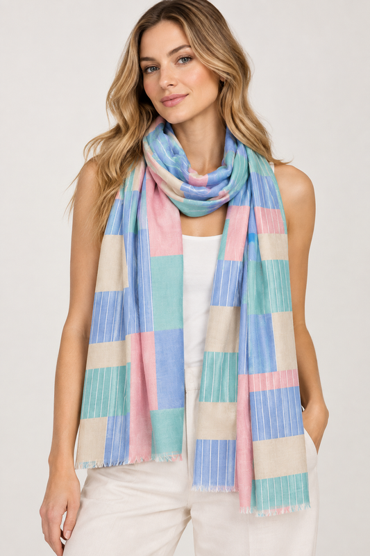 Bauhaus Mod Colorblock Pure Silk Scarf