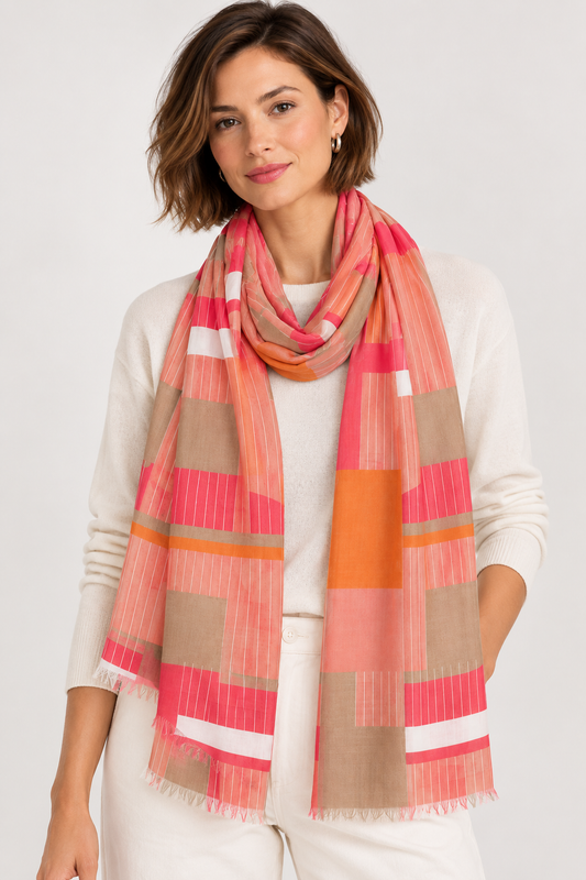 Bauhaus Mod Colorblock Pure Silk Scarf