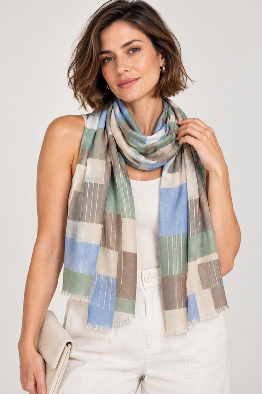 Bauhaus Mod Colorblock Pure Silk Scarf