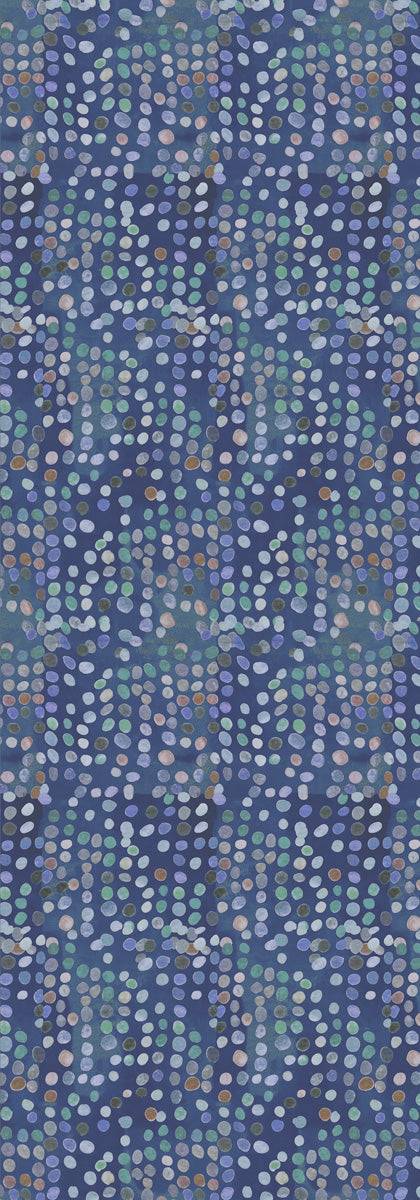 Indigo Riverstone Mosaic Pure Silk Scarf