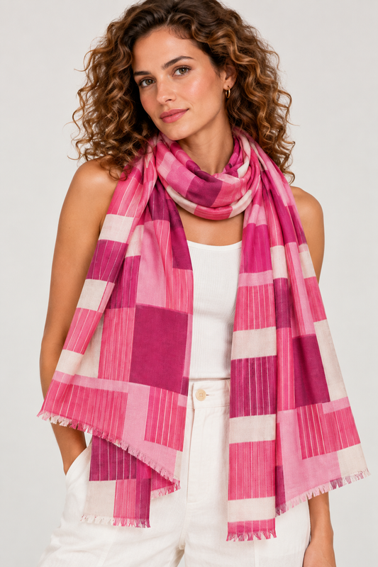 Bauhaus Mod Colorblock Pure Silk Scarf