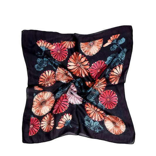 Floral Pure Silk Square Scarf
