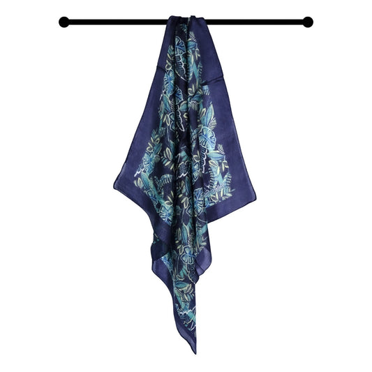 Foulard carré en pure soie à motif floral