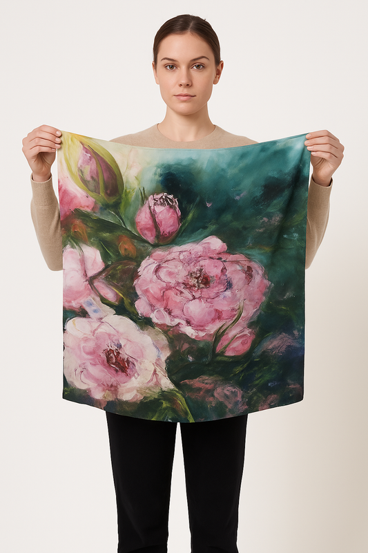 Floral Pure Silk Square Scarf