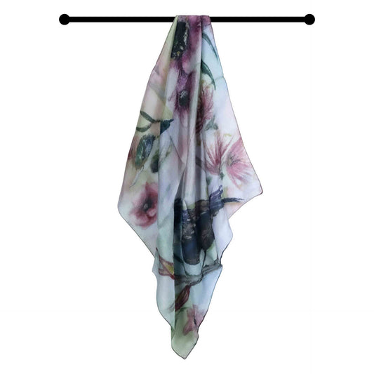 Foulard carré en pure soie à motif floral