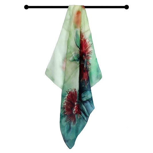 Foulard carré en pure soie à motif floral