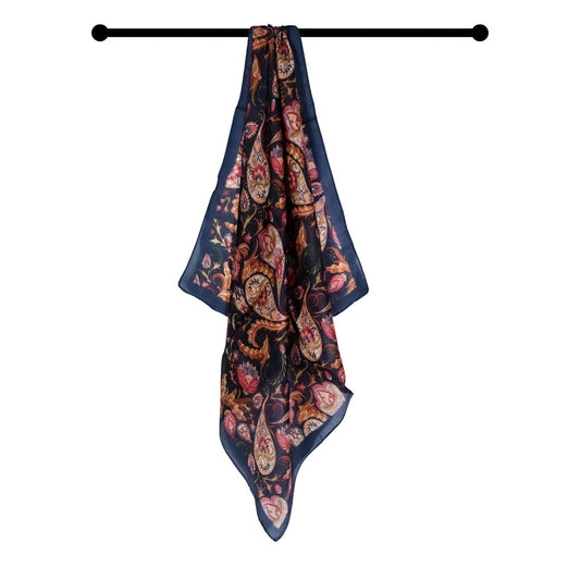 Geometric Paisley Pure Silk Square Scarf