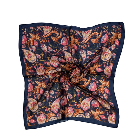 Geometric Paisley Pure Silk Square Scarf