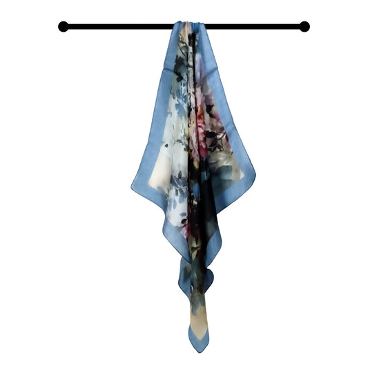 Foulard carré en pure soie à motif floral