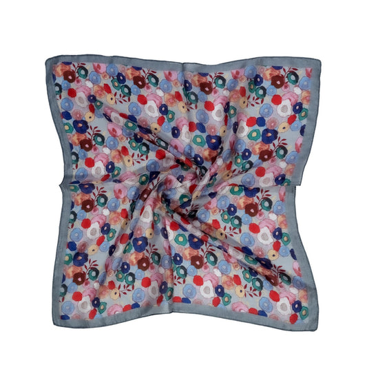 Foulard carré en pure soie à motif floral