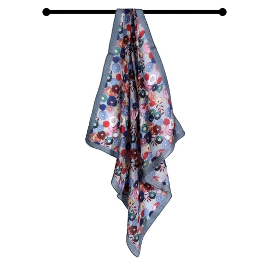 Foulard carré en pure soie à motif floral