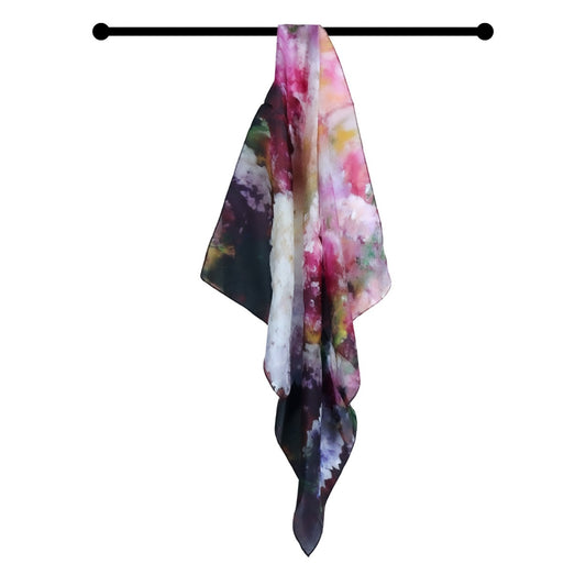 Foulard carré en pure soie à motif floral