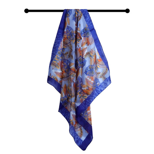 Foulard carré en pure soie à motif floral