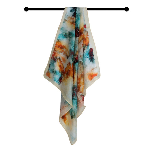 Foulard carré en pure soie à motif floral