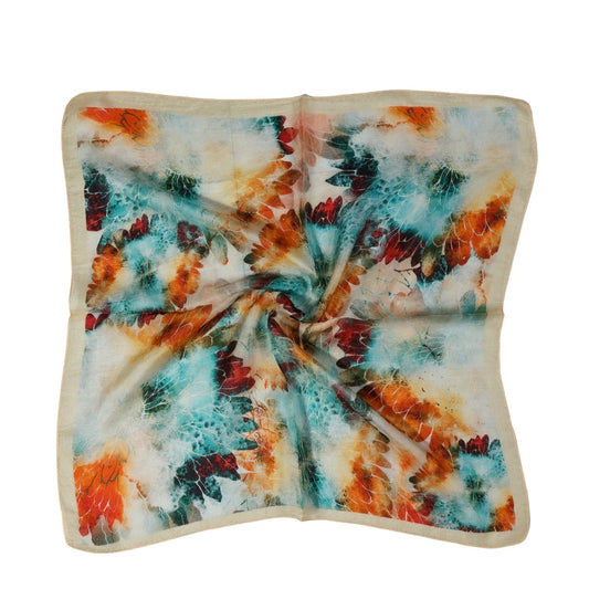 Floral Pure Silk Square Scarf