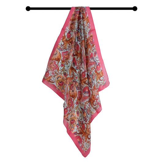 Foulard carré en pure soie à motif cachemire géométrique