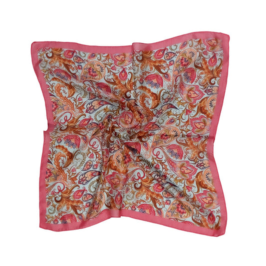 Geometric Paisley Pure Silk Square Scarf