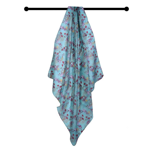 Foulard carré en pure soie à motif floral