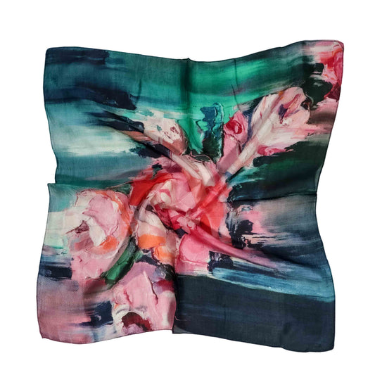 Floral Pure Silk Square Scarf