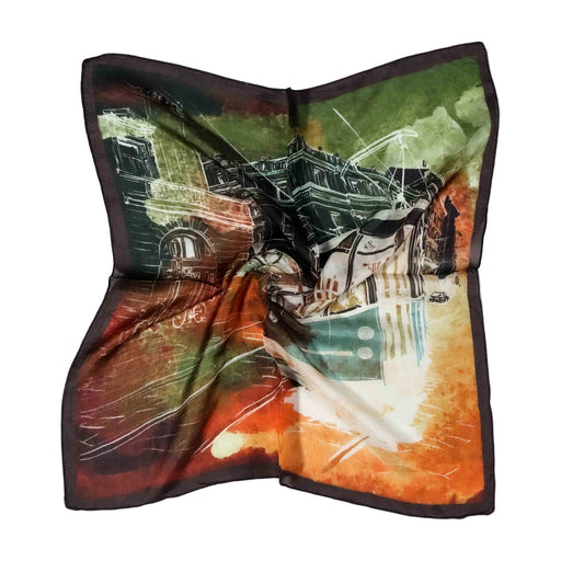 Abstract Pure Silk Pocket Square Scarf