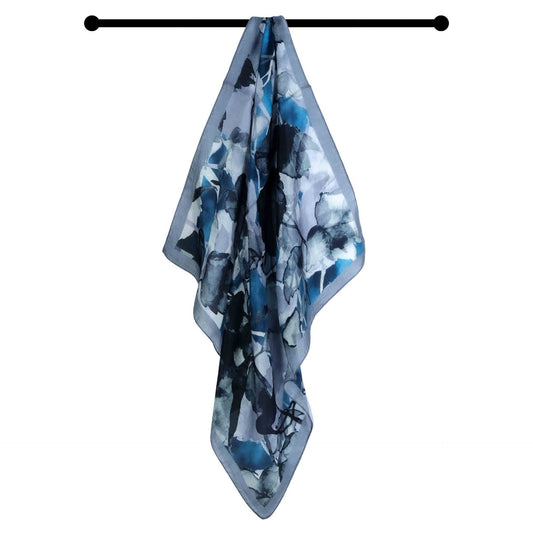 Foulard carré en pure soie à motif floral