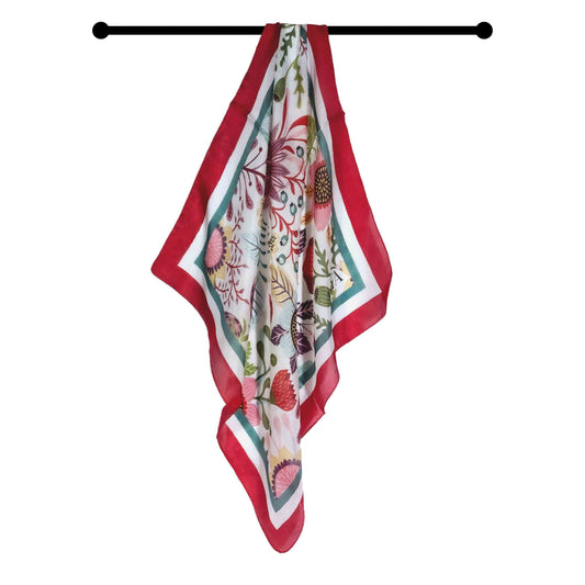 Floral Pure Silk Square Scarf