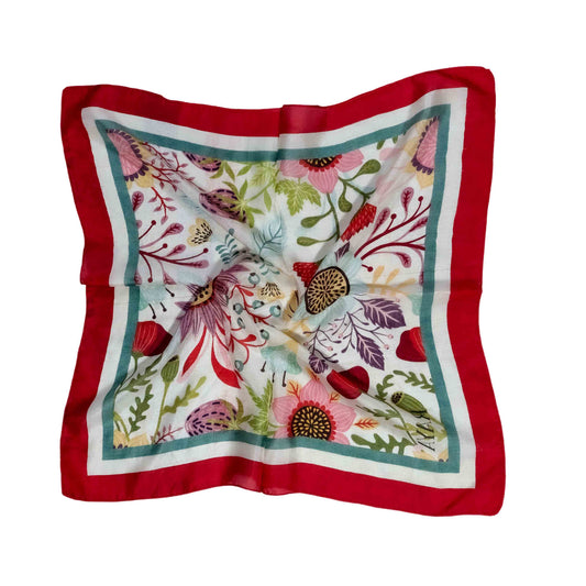 Floral Pure Silk Square Scarf