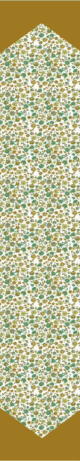 Green & Mustard Floral Silk Skinny Scarf