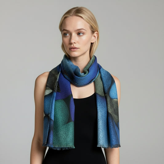 Merino Wool Scarf-Pebble Garden