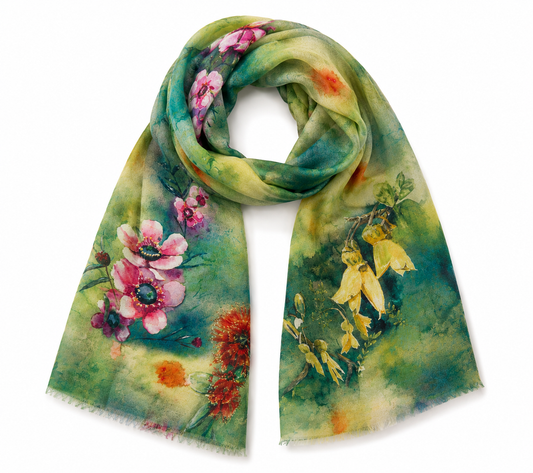 Floral Print  Fine Merino  Designer Scarf