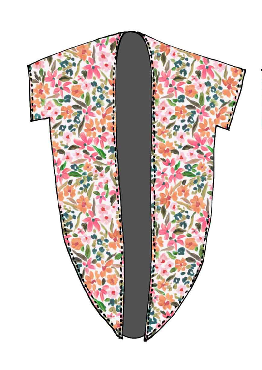 Blush Meadow Bloom Floral Long Slit Kimono