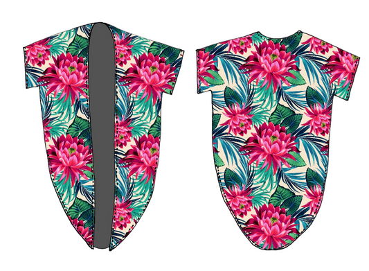 Kimono con abertura larga y estampado floral
