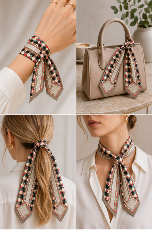 Multicolour Geometric Skinny Scarf