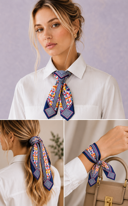 Multicolour Geometric Skinny Scarf
